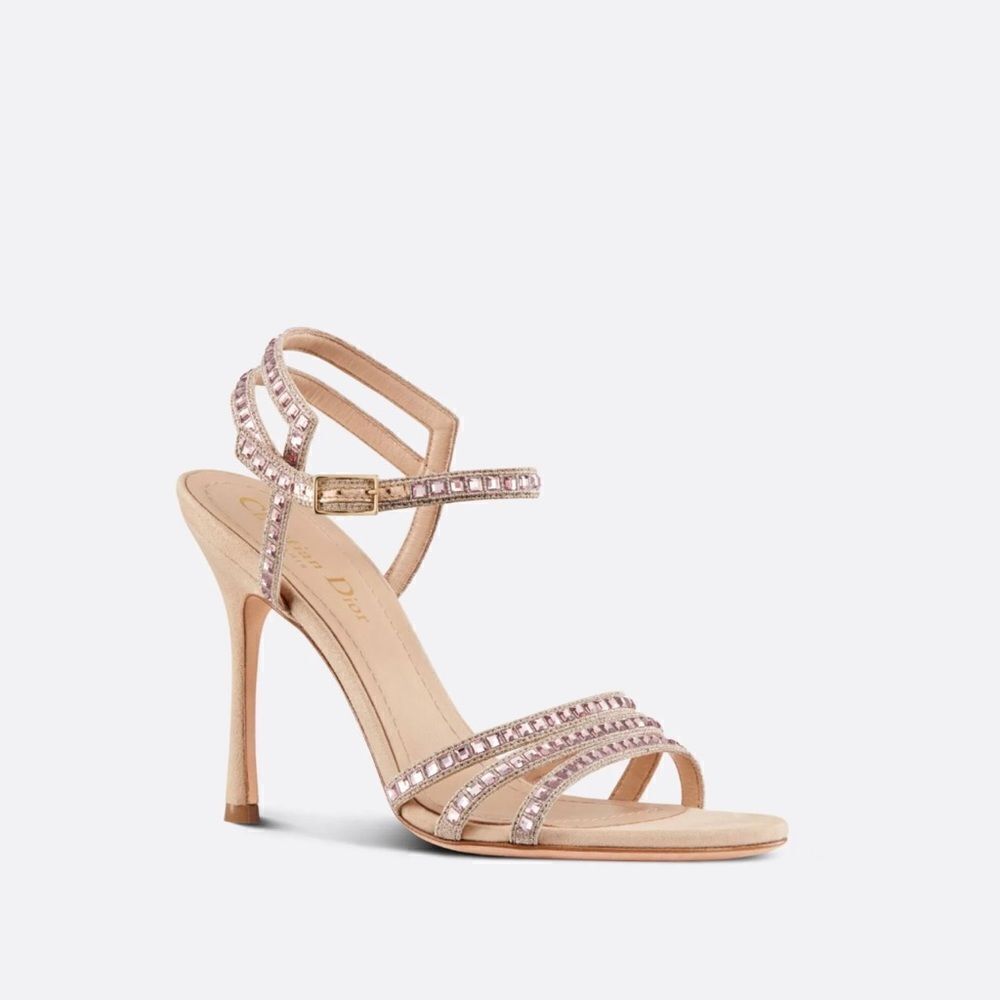 Dior Gem Embroidered Crystal Suede Heel Sandals size 36.5 - Picture 2 of 15